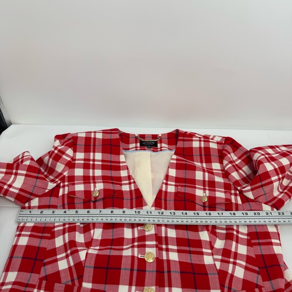 J Crew Collection Size 16 vibrant flame red plaid city wool Lady Jacket BV222 - Picture 6 of 12
